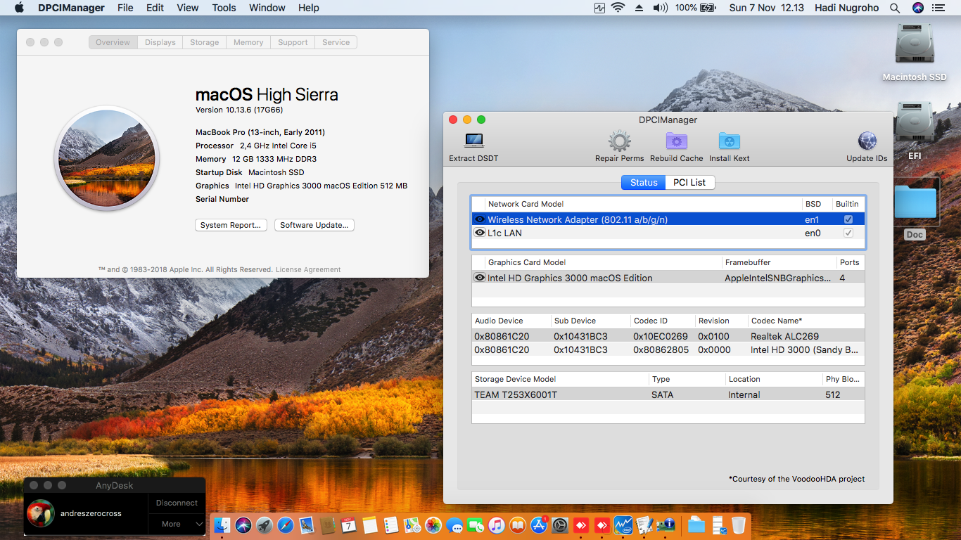 Success Hackintosh macOS High Sierra 10.13.6 Build 17G66 in Asus U46SV-WX056D